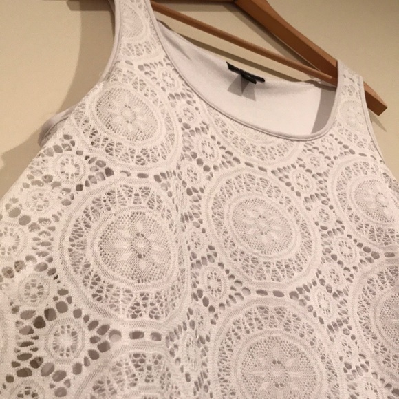 Plus Size Mini White Lace Dress - Picture 3 of 7